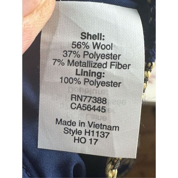 J Crew size 16 blue and gold wool jacquard skirt - Picture 4 of 5